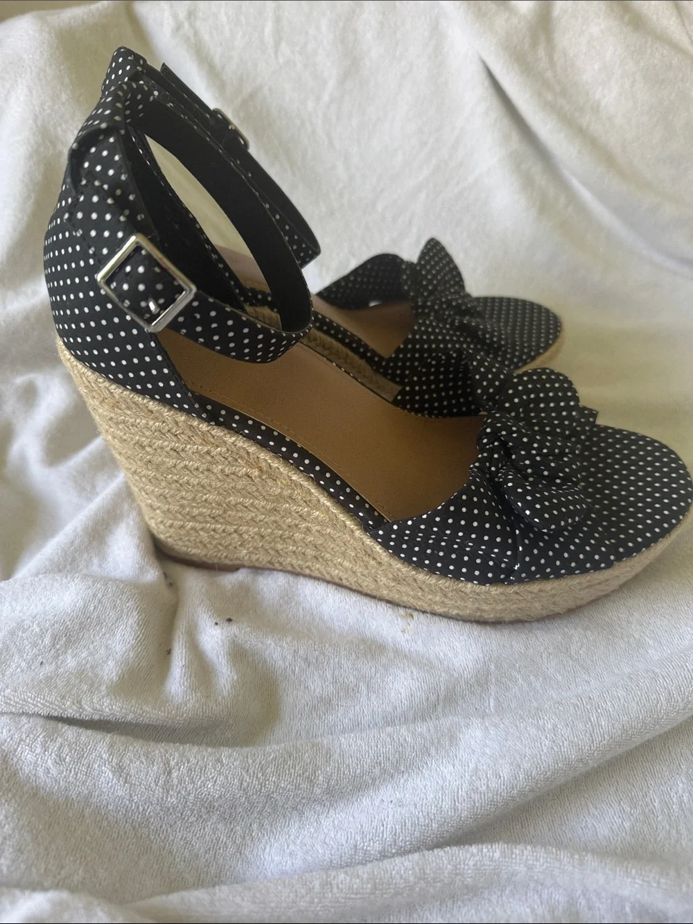 torrid Black Polka Dot Wedge Espadrille Sandals